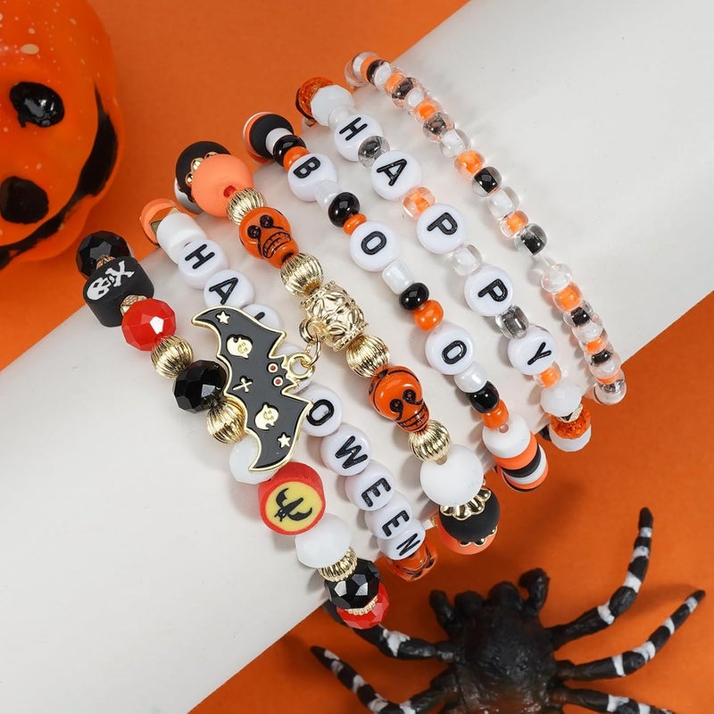 Lonext Halloween Bracelets Stackable Heishi Beaded Stretch Bracelets - Image 2